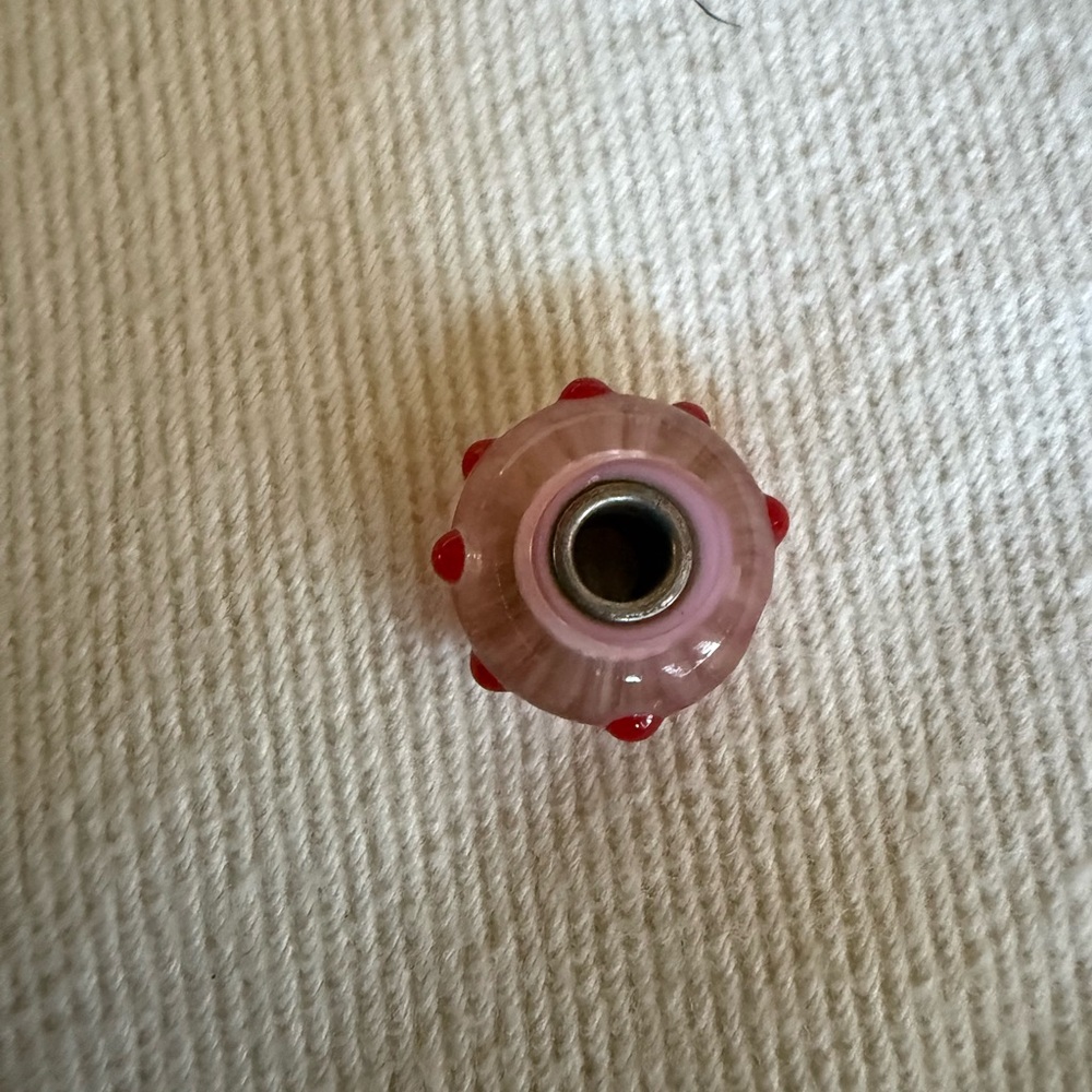 Trollbead Pink and Red Glass Bead Charm